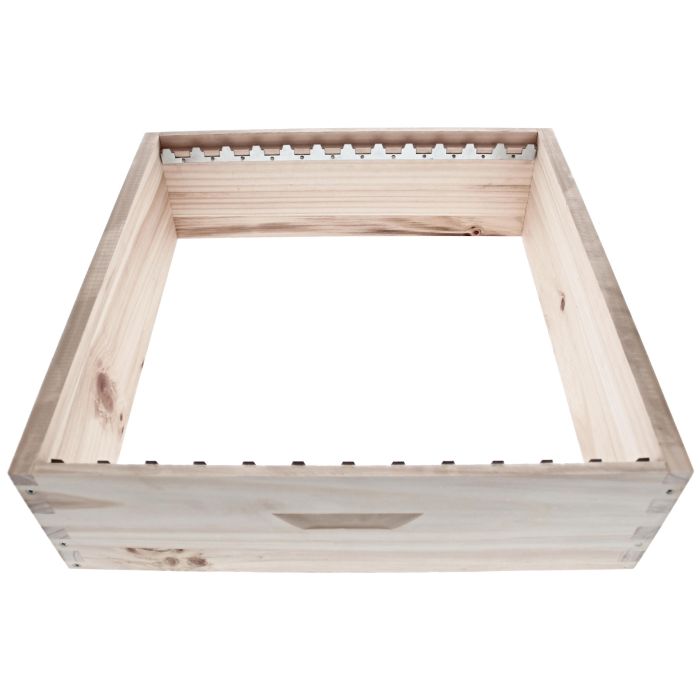 12er Dadant US Honigraum-Zarge 150mm hoch aus Weymouth-Kiefer mit Metallrechen