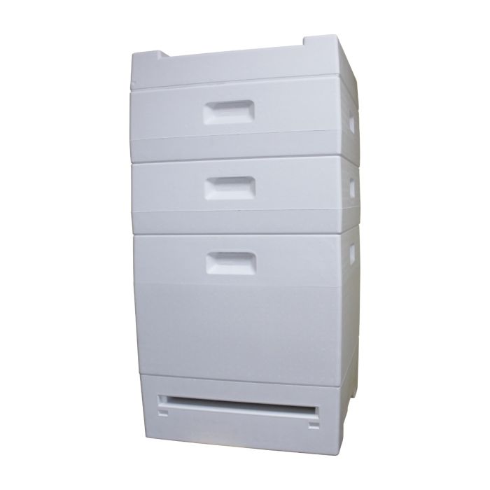 Segeberger Beute Trend mit Hochboden und Deckel mit Futterloch für das Deutsch Normal Maß aus Styropor