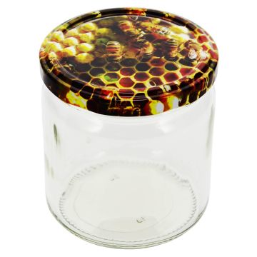 Rundglas 400 ml mit 82er Twist Off Deckel Brutwabe