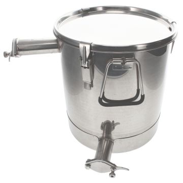 Siebkübel 35kg aus Edelstahl mit Lunzer Quetschhähnen