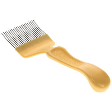 Entdecklungsgabel mit gelbem Kunststoffgriff GEBOGEN Nadeln