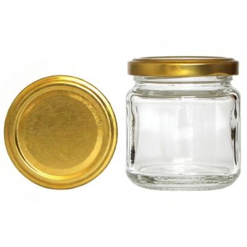 Rundglas 212ml mit 66er Twist Off Deckel Gold