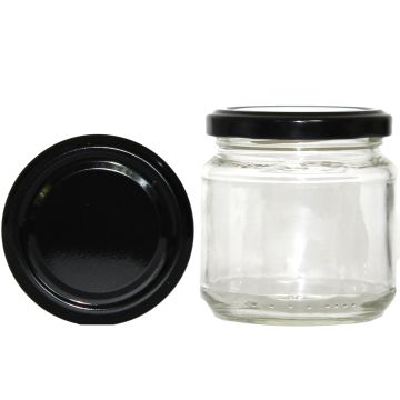 Rundglas 212 ml mit 66er Twist Off Deckel Schwarz