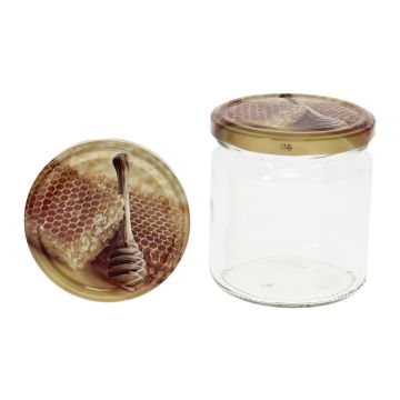 Rundglas 400 ml mit 82er Twist Off Deckel Honig