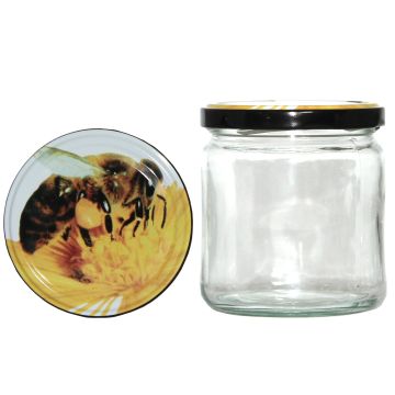 Rundglas 400 ml mit 82er Twist Off Deckel Biene