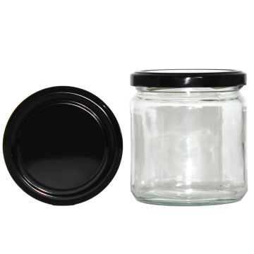 Rundglas 400 ml mit 82er Twist Off Deckel Schwarz