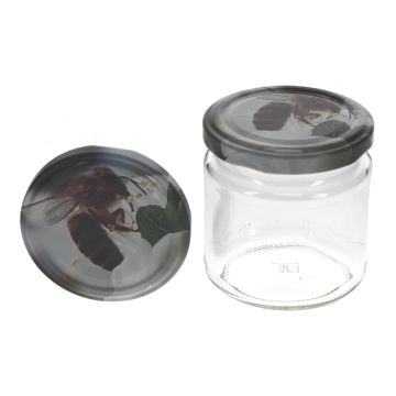 Rundglas 212 ml mit 66er TO Biene auf Kirschblüte