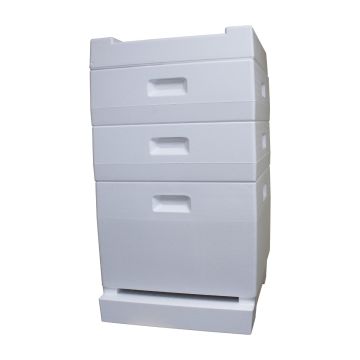 Segeberger Beute Trend mit Flachboden und Deckel mit Futterloch für das Deutsch Normal Maß aus Styropor